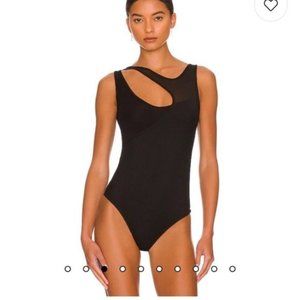 Good American Cut Away Layered Bodysuit in Black001
